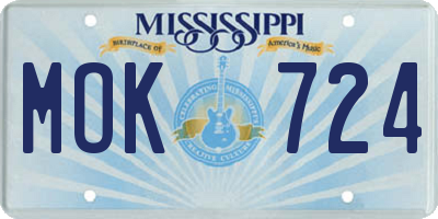 MS license plate MOK724
