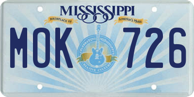 MS license plate MOK726