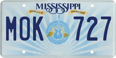 MS license plate MOK727