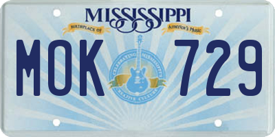 MS license plate MOK729