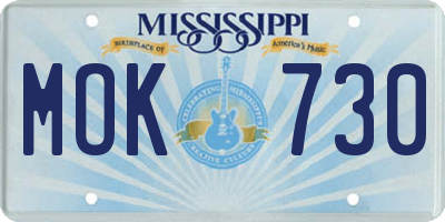 MS license plate MOK730