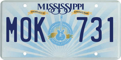 MS license plate MOK731