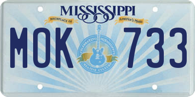 MS license plate MOK733