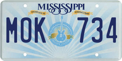 MS license plate MOK734