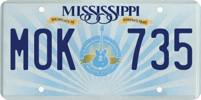 MS license plate MOK735