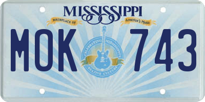MS license plate MOK743