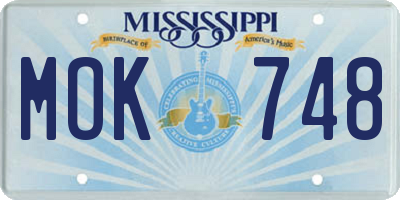 MS license plate MOK748