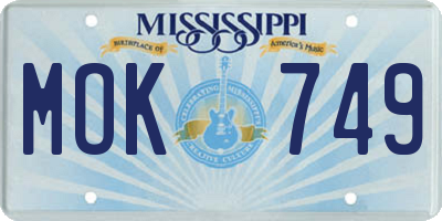 MS license plate MOK749