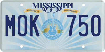 MS license plate MOK750