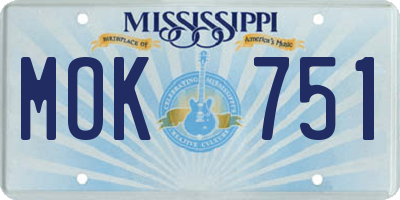 MS license plate MOK751