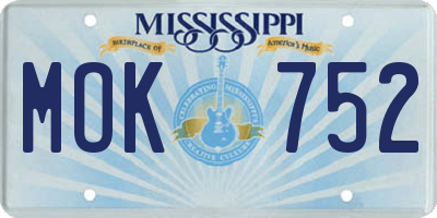 MS license plate MOK752