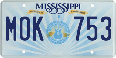 MS license plate MOK753