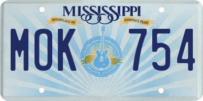 MS license plate MOK754
