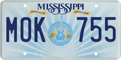 MS license plate MOK755