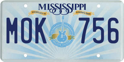 MS license plate MOK756