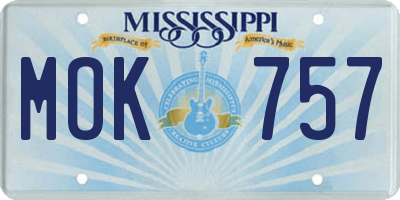 MS license plate MOK757