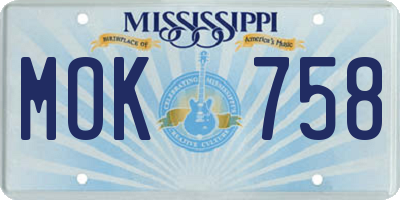 MS license plate MOK758