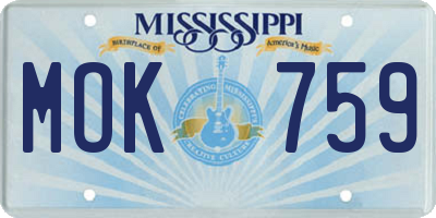MS license plate MOK759