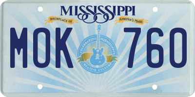 MS license plate MOK760