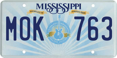 MS license plate MOK763