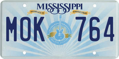 MS license plate MOK764