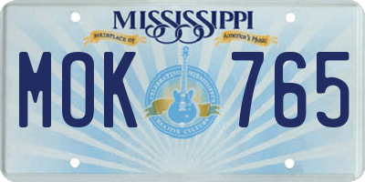 MS license plate MOK765