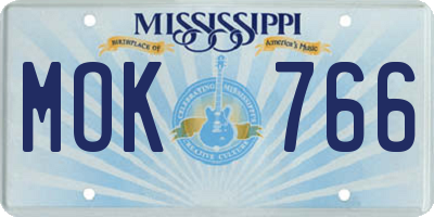 MS license plate MOK766