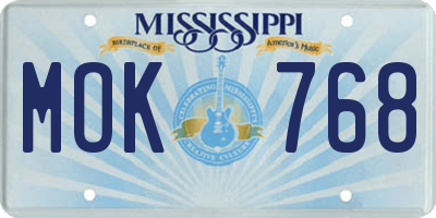 MS license plate MOK768