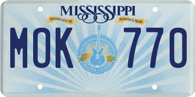 MS license plate MOK770