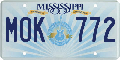 MS license plate MOK772