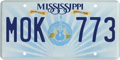 MS license plate MOK773