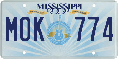 MS license plate MOK774