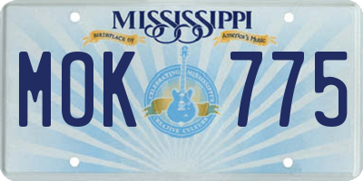 MS license plate MOK775