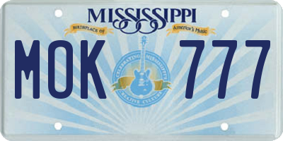 MS license plate MOK777