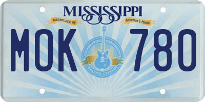 MS license plate MOK780