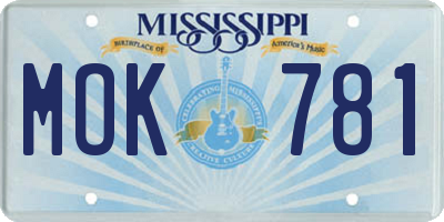 MS license plate MOK781