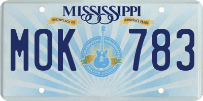 MS license plate MOK783