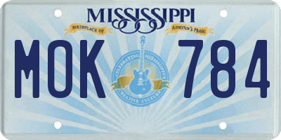 MS license plate MOK784