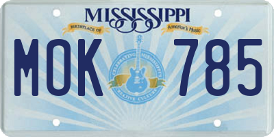 MS license plate MOK785