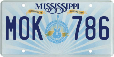 MS license plate MOK786