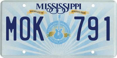 MS license plate MOK791
