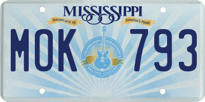 MS license plate MOK793