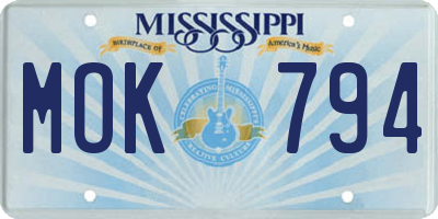 MS license plate MOK794