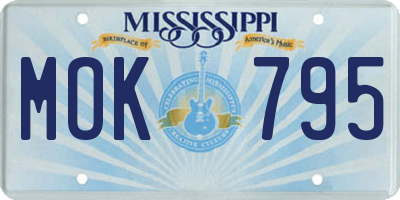 MS license plate MOK795