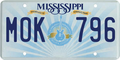 MS license plate MOK796