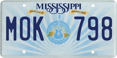 MS license plate MOK798