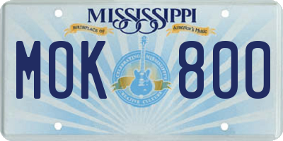 MS license plate MOK800