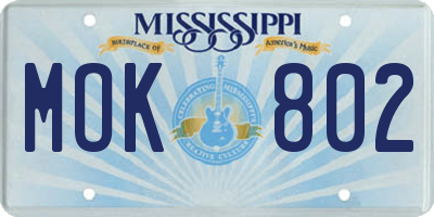 MS license plate MOK802