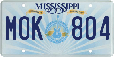 MS license plate MOK804