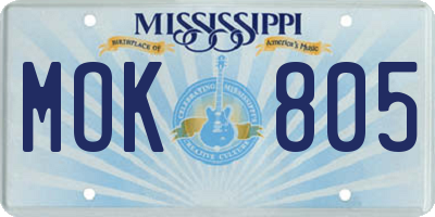MS license plate MOK805